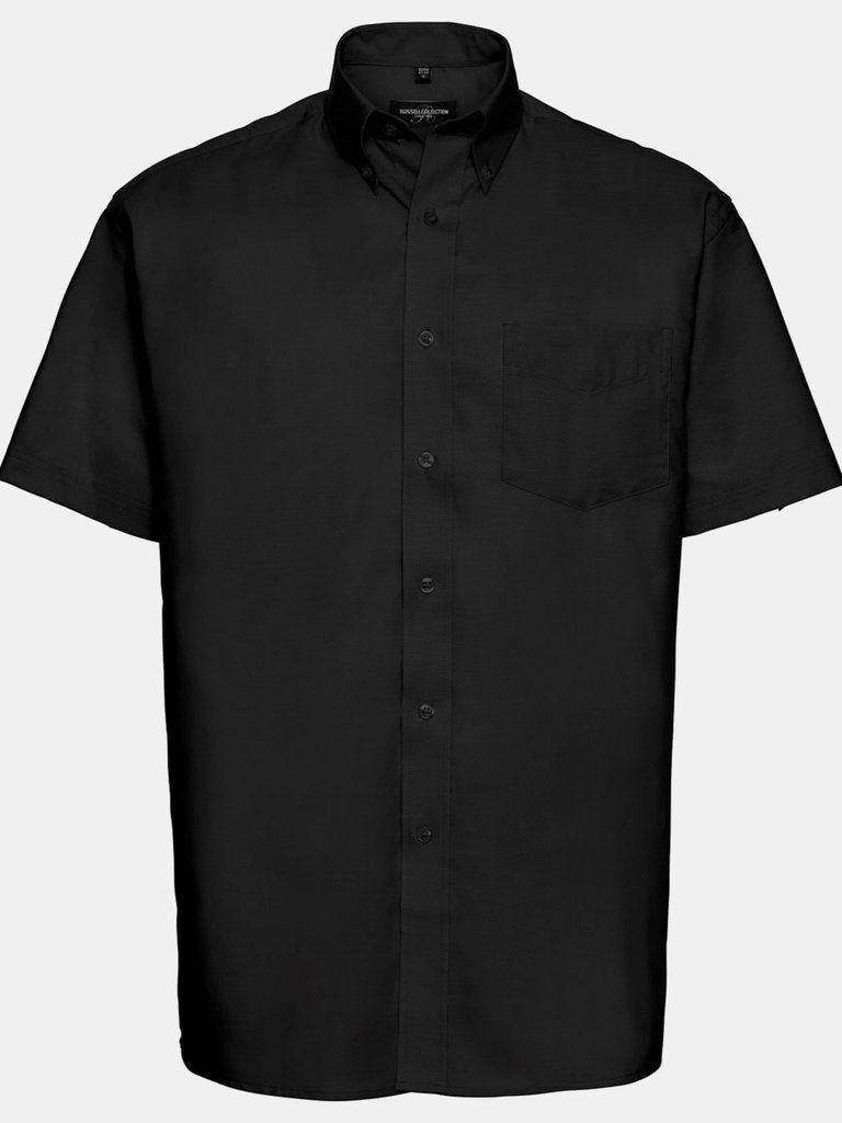 Mens Oxford Easy-Care Short-Sleeved Shirt - Black - Black