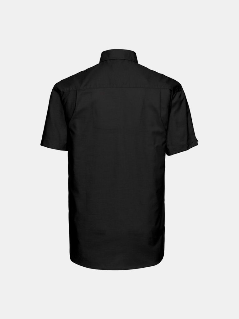 Mens Oxford Easy-Care Short-Sleeved Shirt - Black