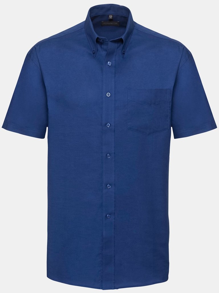 Mens Oxford Easy-Care Short-Sleeved Shirt - Bright Royal Blue - Bright Royal Blue