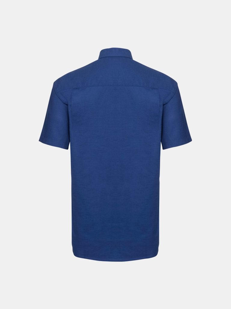 Mens Oxford Easy-Care Short-Sleeved Shirt - Bright Royal Blue