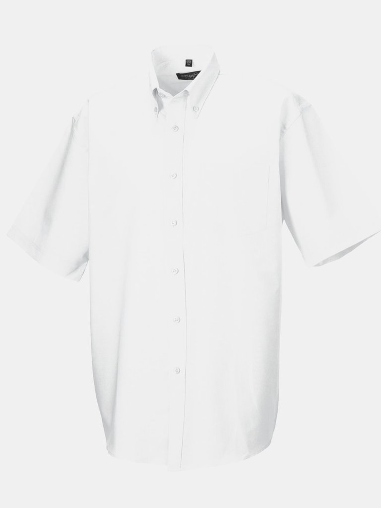 Mens Oxford Easy-Care Short-Sleeved Shirt - White