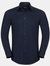 Mens Oxford Easy-Care Tailored Long-Sleeved Shirt - Bright Navy - Bright Navy