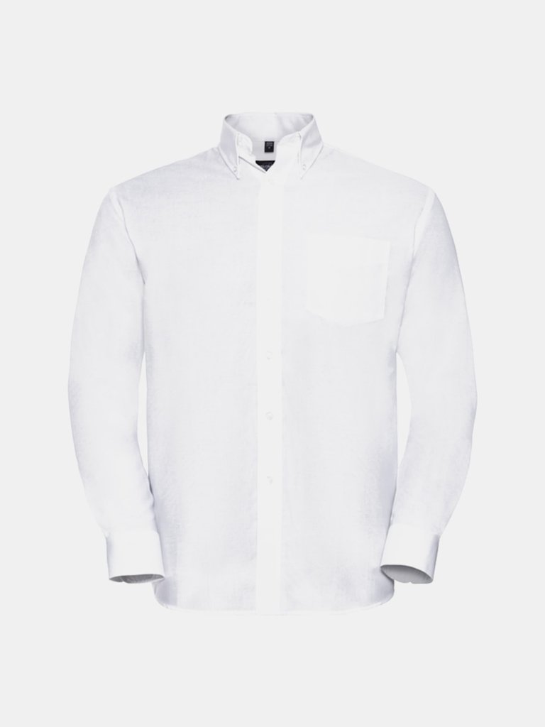 Mens Oxford Long-Sleeved Shirt - White - White