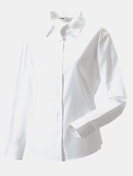 Russell Collection Ladies/Womens Long Sleeve Easy Care Oxford Shirt (White)