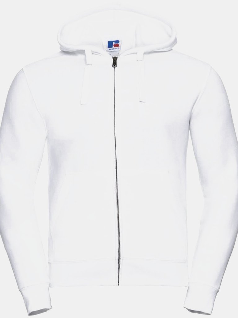 Russell Mens Authentic Full Zip Hooded Sweatshirt/Hoodie (White) - White