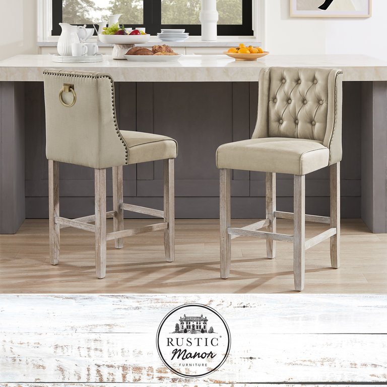 Kylynn Counter Stool Set Of 2 - Beige