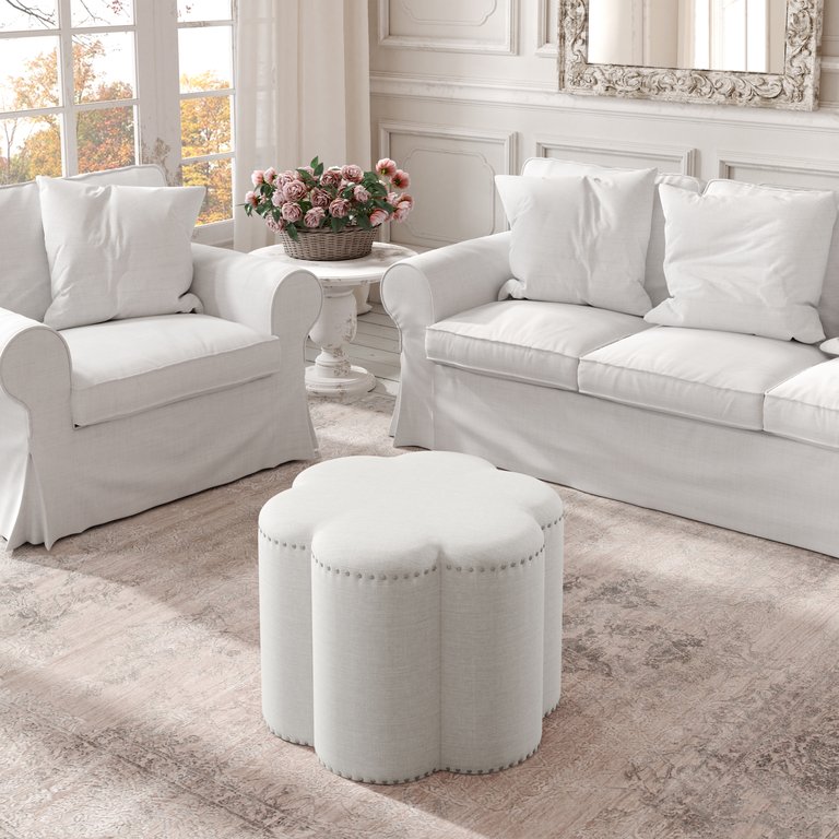 Paizley Ottoman - Cream White