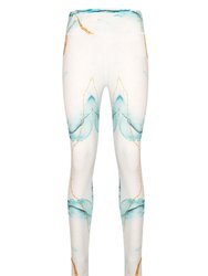 Brillante Endurance Printed Leggings - White-Green