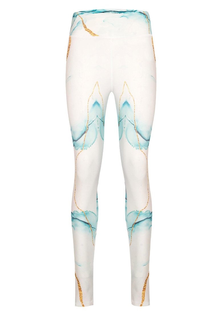 Brillante Endurance Printed Leggings - White-Green