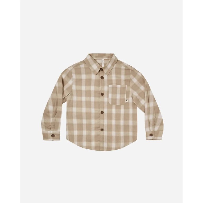 Kids Collared Long Sleeve Shirt In Plaid