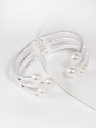 6 Pearl Cuff Bracelet - Silver