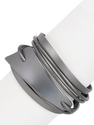 Absolute Zero Leather Bracelet - Dark Gray / Gunmetal