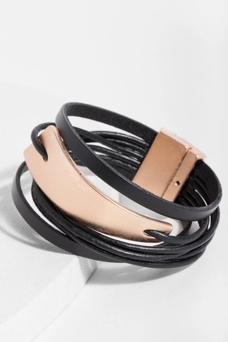 Absolute Zero Leather Bracelet - Black / Gold