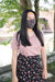 Adjustable Floral Face Mask with Two PM2.5 Filters - Black