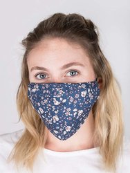 Adjustable Floral Face Mask with Two PM2.5 Filters - Blue