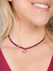 Agate Gemstone Beads Choker With Druzy Pendant