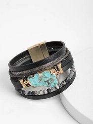 Aquamare Leather Bracelet - Black