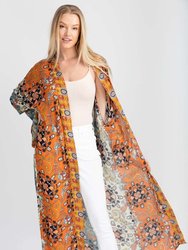Aurora Long Kimono - Grey Multi