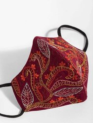 Autumn Embroidered Face Mask - Maroon