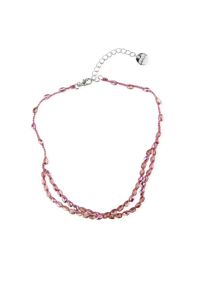 Beaded Crochet Choker Pink Necklace