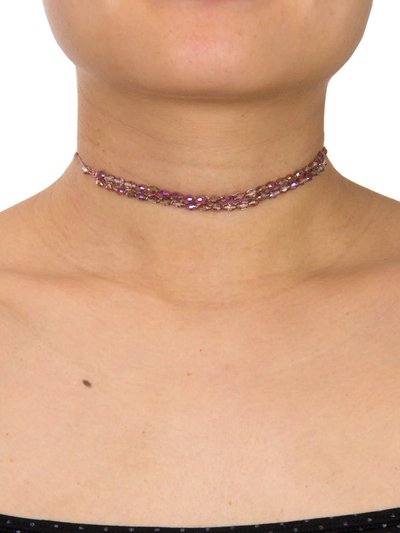 Saachi Style Beaded Crochet Choker Pink Necklace product