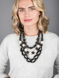 Betty Layered beaded Chain Necklace - Black