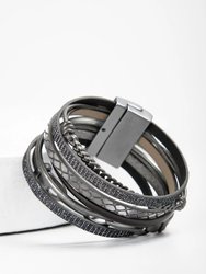 Brink Chain Link Leather Bracelet - Gray