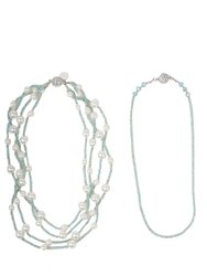 Convertible Layer Pearl Necklace - Aqua