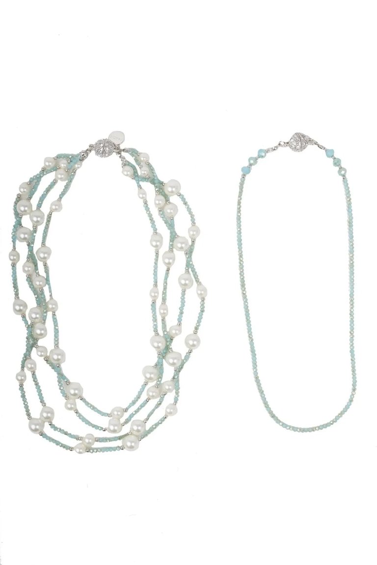 Convertible Layer Pearl Necklace - Aqua