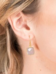 Cushion Gemstone Earring - Grey