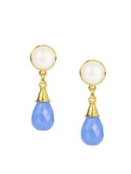 Dangle Blue Drop Gold Plated Earring - Blue