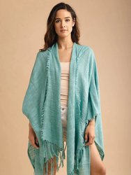 Dawn To Dusk Cotton Hooded Kimono - Teal