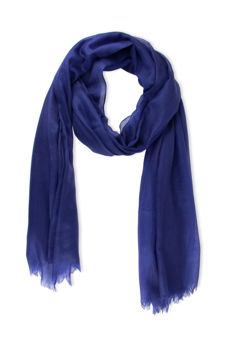 Delicate Solid Cashmere Scarf - Navy