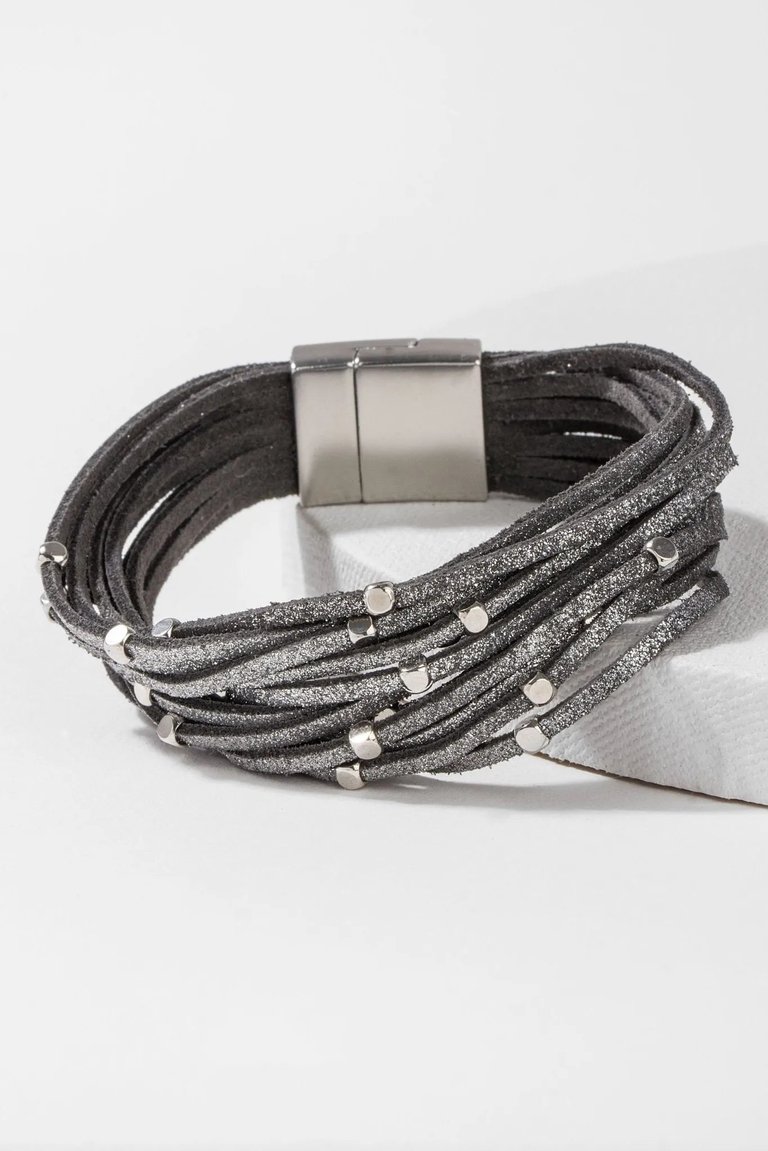 Details Double Wrap Leather Bracelet - Gunmetal
