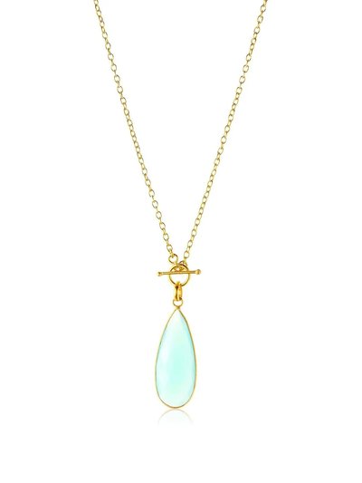 Saachi Style Elongated Teardrop Necklace Aqua Chalcedony product