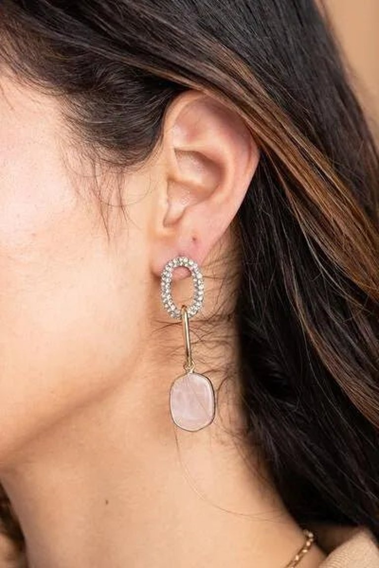 Estella Stone Dangle Earring - Pink