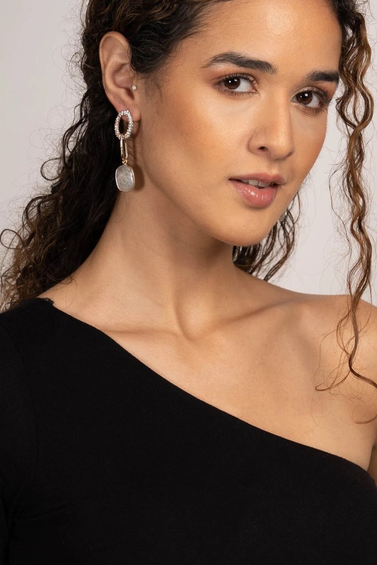 Estella Stone Dangle Earring - Grey