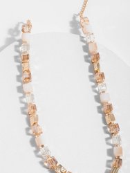 Faceted Bead and Stone Necklace - Champagne
