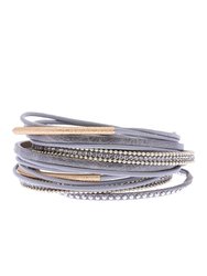 Flaunt Double Wrap Leather Bracelet - Grey