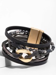 Frontier Leather Bracelet - Dark Grey