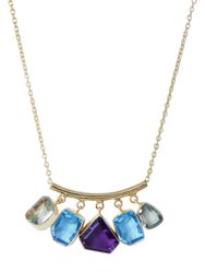 Gemstone Drop Long Necklace - Blue