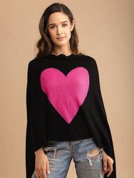 Heart Cashmere and Silk Poncho - Black