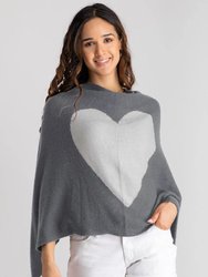 Heart Cashmere and Silk Poncho - Grey