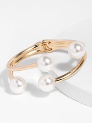 Hinged Pearl Cuff Bracelet - Gold