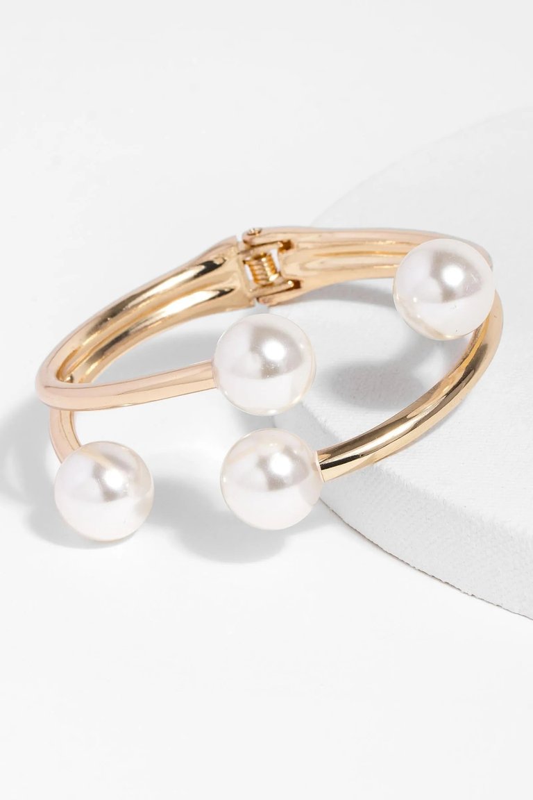 Hinged Pearl Cuff Bracelet - Gold