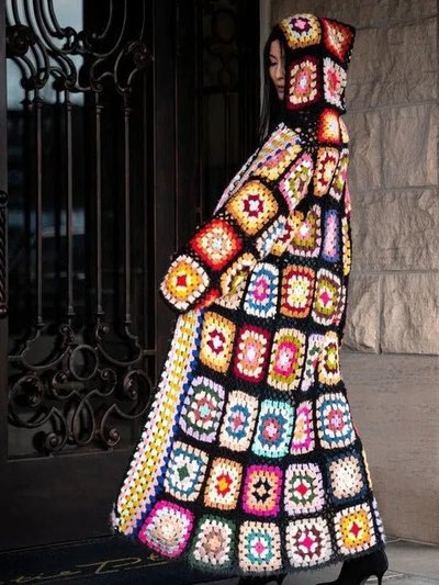 Saachi Style Hooded Granny Square Crochet Kimono product