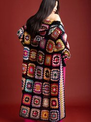 Hooded Granny Square Crochet Kimono