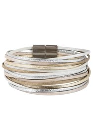 Jolie Metallic Leather Bracelet - Gold
