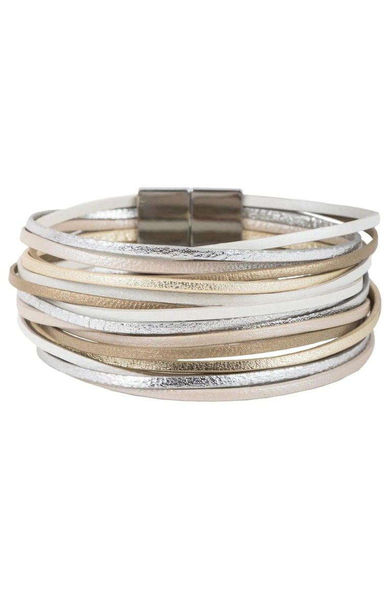 Jolie Metallic Leather Bracelet - Gold