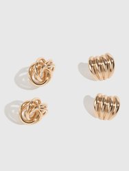 Love Knot Stud Earring Set - Brass